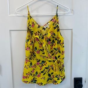 Monteau ruffle tank, yellow floral, size XL
